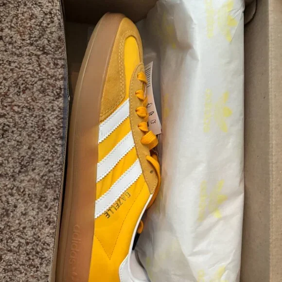 NEW - Original Box Adidas Gazelle Indoor Crew Yellow/Gold - Never worn! M9/W10.5 - Picture 7 of 9